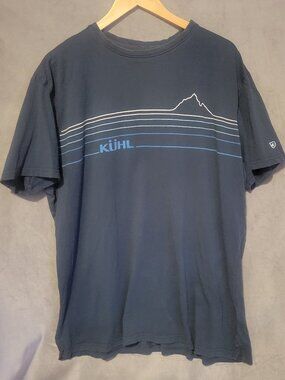 KUHL Mountain Culture Organic Cotton Navy Graphic Crew Neck Tee T-Shirt XXL